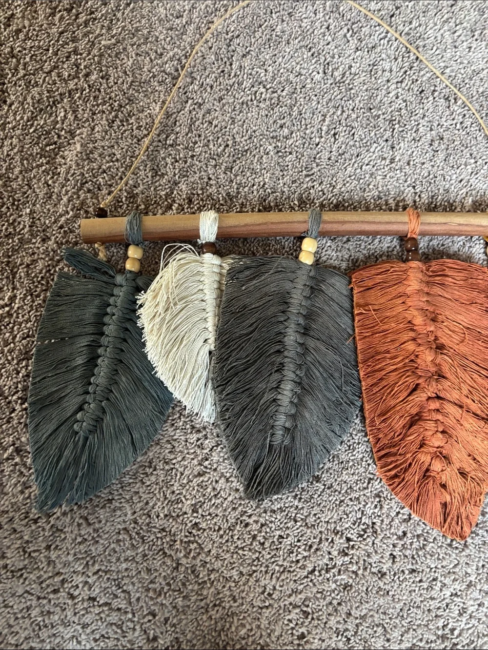 Boho Macrame Feather Wall Hanging - Multi Color